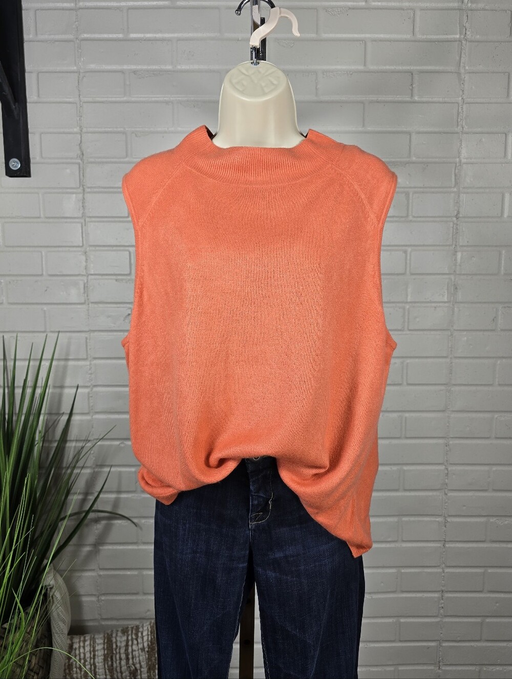 Cato Orange Sleeveless Knit Mock Neck Sweater Vest Size 22/24